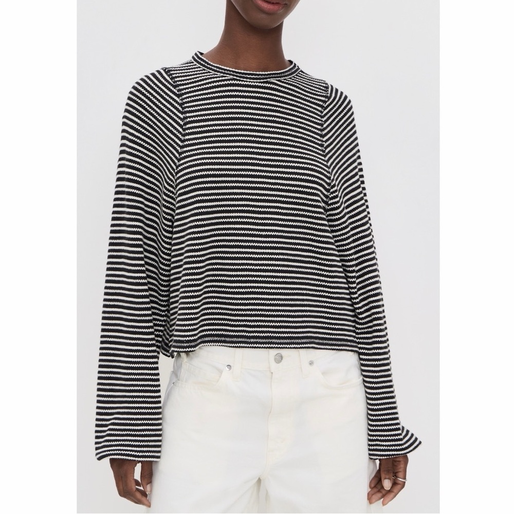 Madewell Striped Curved Long-Sleeve Balloon-Sleeve Tee